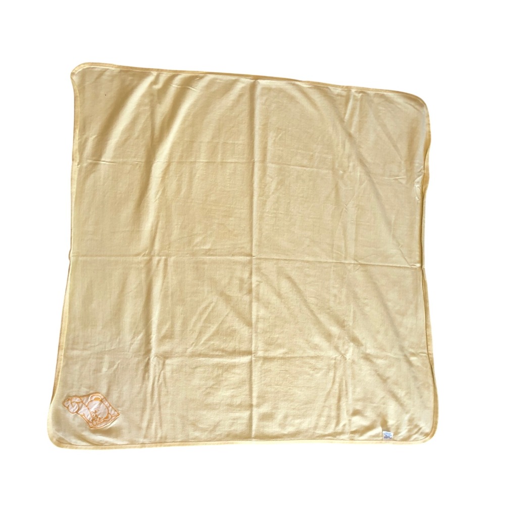 Vintage Carters Baby Receiving Blanket Yellow Applique Bear